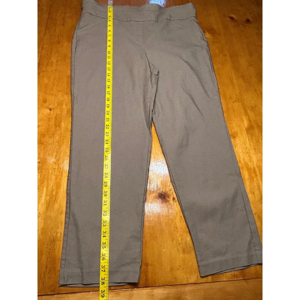 Alfred Dunner Quiet Luxury Elevated Taupe Pull On Stretch Straight Leg Pants